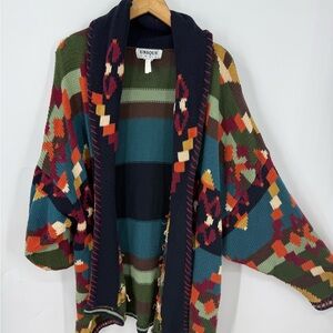 UNIQUE Int ‘l vintage cotton blend southwest Aztec print open front cardigan 3X